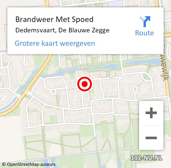 Locatie op kaart van de 112 melding: Brandweer Met Spoed Naar Dedemsvaart, De Blauwe Zegge op 28 oktober 2013 14:03