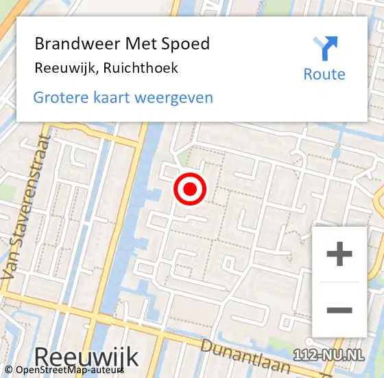 Locatie op kaart van de 112 melding: Brandweer Met Spoed Naar Reeuwijk, Ruichthoek op 30 januari 2015 11:24