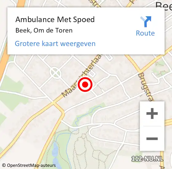 Locatie op kaart van de 112 melding: Ambulance Met Spoed Naar Beek, Om de Toren op 30 januari 2015 11:25