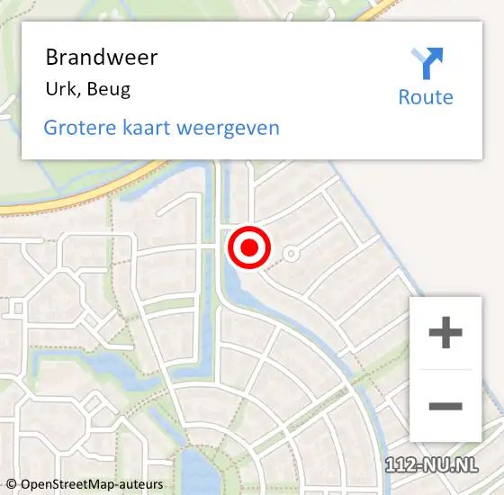 Locatie op kaart van de 112 melding: Brandweer Urk, Beug op 28 oktober 2013 14:04