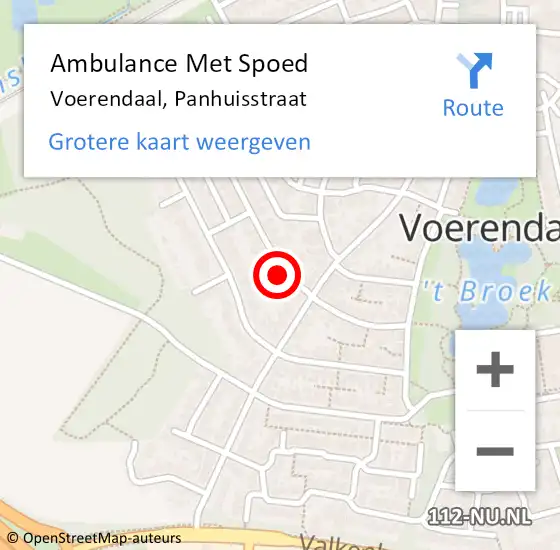 Locatie op kaart van de 112 melding: Ambulance Met Spoed Naar Voerendaal, Panhuisstraat op 30 januari 2015 11:55