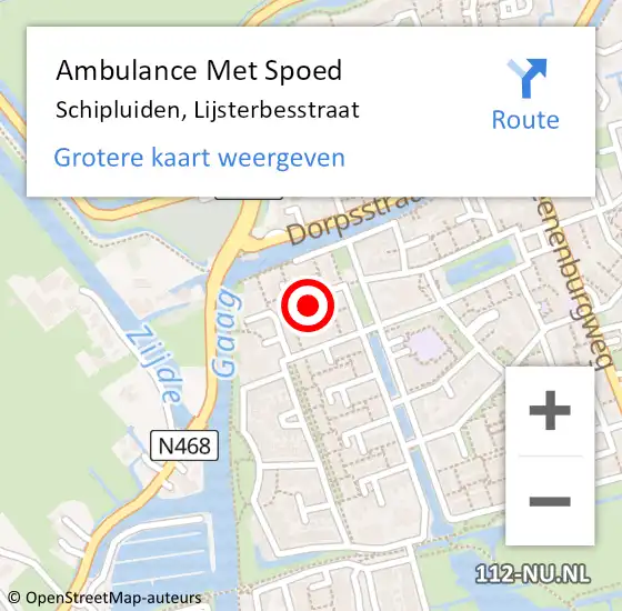 Locatie op kaart van de 112 melding: Ambulance Met Spoed Naar Schipluiden, Lijsterbesstraat op 30 januari 2015 12:13