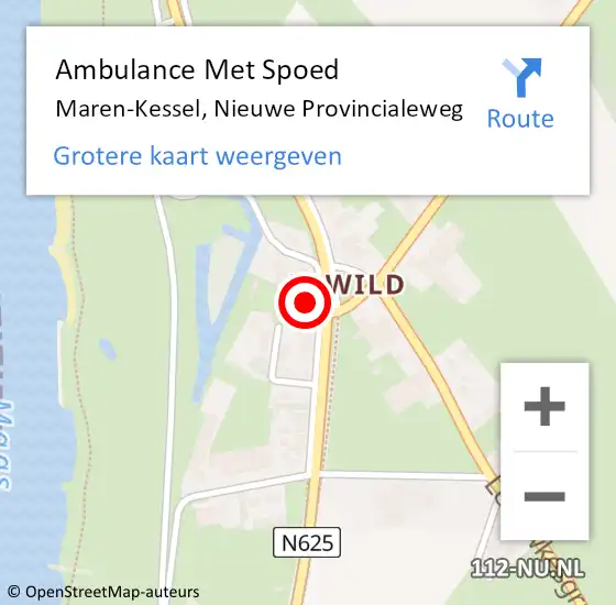 Locatie op kaart van de 112 melding: Ambulance Met Spoed Naar Maren-Kessel, Nieuwe Provincialeweg op 30 januari 2015 12:18