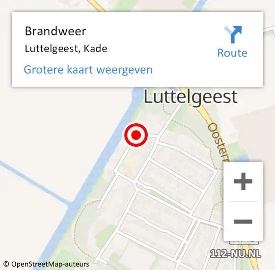 Locatie op kaart van de 112 melding: Brandweer Luttelgeest, Kade op 28 oktober 2013 14:06