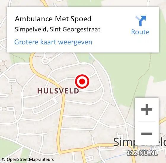 Locatie op kaart van de 112 melding: Ambulance Met Spoed Naar Simpelveld, Sint Georgestraat op 30 januari 2015 12:28