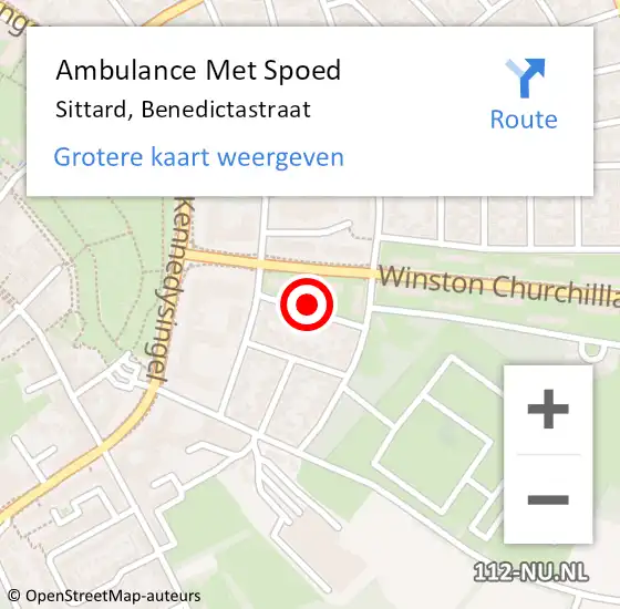 Locatie op kaart van de 112 melding: Ambulance Met Spoed Naar Sittard, Benedictastraat op 30 januari 2015 12:29