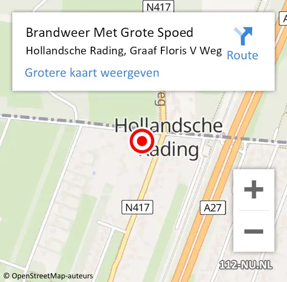 Locatie op kaart van de 112 melding: Brandweer Met Grote Spoed Naar Hollandsche Rading, Graaf Floris V Weg op 30 januari 2015 12:38