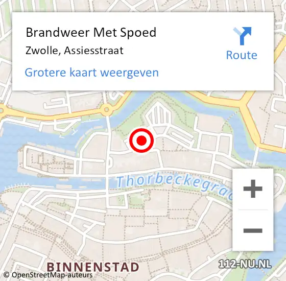 Locatie op kaart van de 112 melding: Brandweer Met Spoed Naar Zwolle, Assiesstraat op 28 oktober 2013 14:07