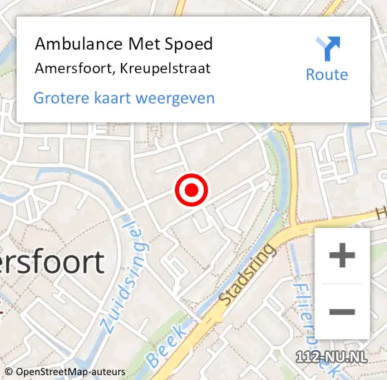 Locatie op kaart van de 112 melding: Ambulance Met Spoed Naar Amersfoort, Kreupelstraat op 30 januari 2015 12:52