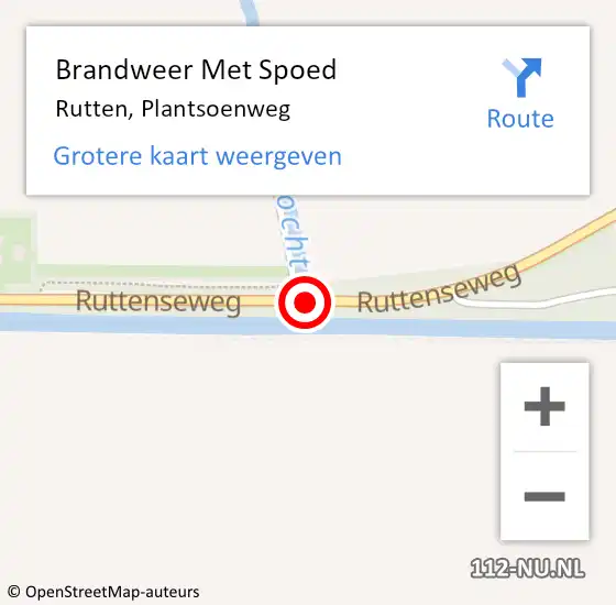 Locatie op kaart van de 112 melding: Brandweer Met Spoed Naar Rutten, Plantsoenweg op 28 oktober 2013 14:08