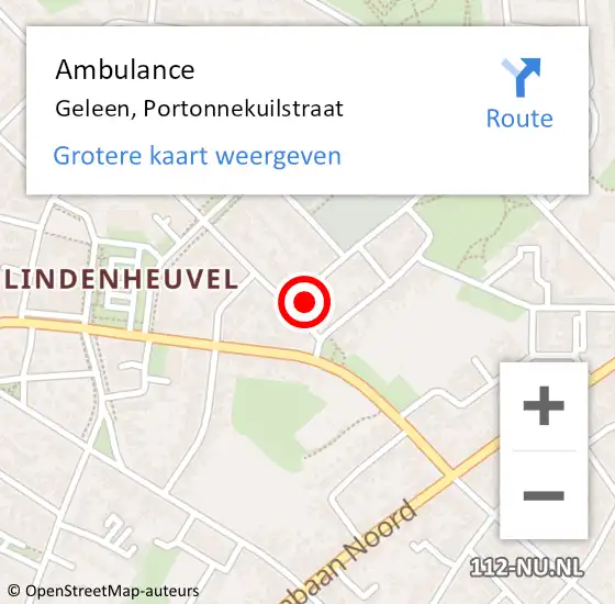 Locatie op kaart van de 112 melding: Ambulance Geleen, Portonnekuilstraat op 30 januari 2015 13:08