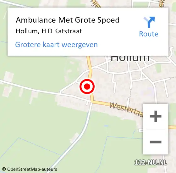 Locatie op kaart van de 112 melding: Ambulance Met Grote Spoed Naar Hollum, H D Katstraat op 30 januari 2015 13:13