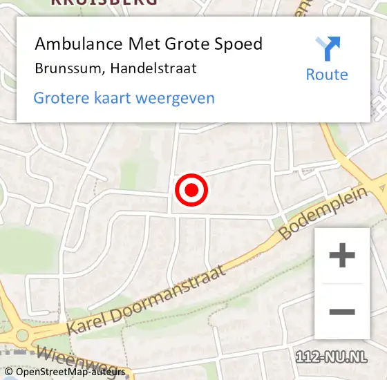 Locatie op kaart van de 112 melding: Ambulance Met Grote Spoed Naar Brunssum, Handelstraat op 30 januari 2015 13:38