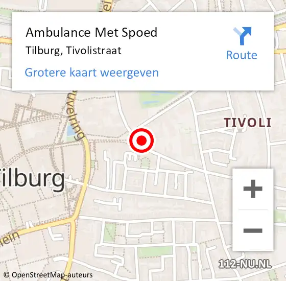 Locatie op kaart van de 112 melding: Ambulance Met Spoed Naar Tilburg, Tivolistraat op 11 september 2013 05:13