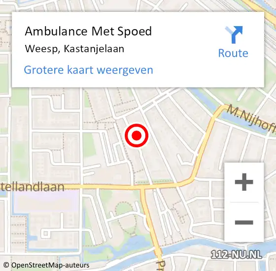 Locatie op kaart van de 112 melding: Ambulance Met Spoed Naar Weesp, Kastanjelaan op 30 januari 2015 13:57