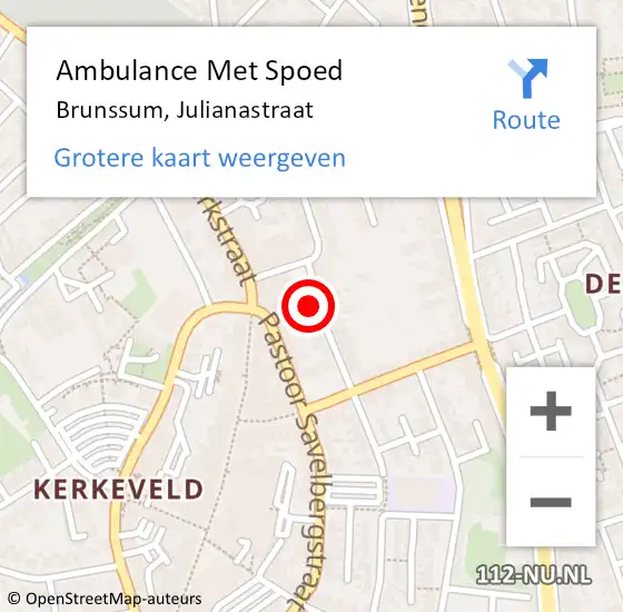 Locatie op kaart van de 112 melding: Ambulance Met Spoed Naar Brunssum, Julianastraat op 30 januari 2015 13:58