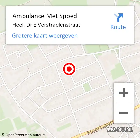 Locatie op kaart van de 112 melding: Ambulance Met Spoed Naar Heel, Dr E Verstraelenstraat op 30 januari 2015 14:00