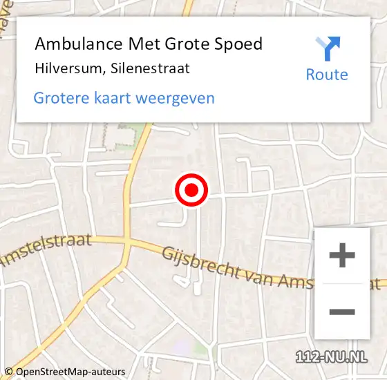 Locatie op kaart van de 112 melding: Ambulance Met Grote Spoed Naar Hilversum, Silenestraat op 30 januari 2015 14:04