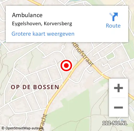 Locatie op kaart van de 112 melding: Ambulance Eygelshoven, Korversberg op 30 januari 2015 14:14