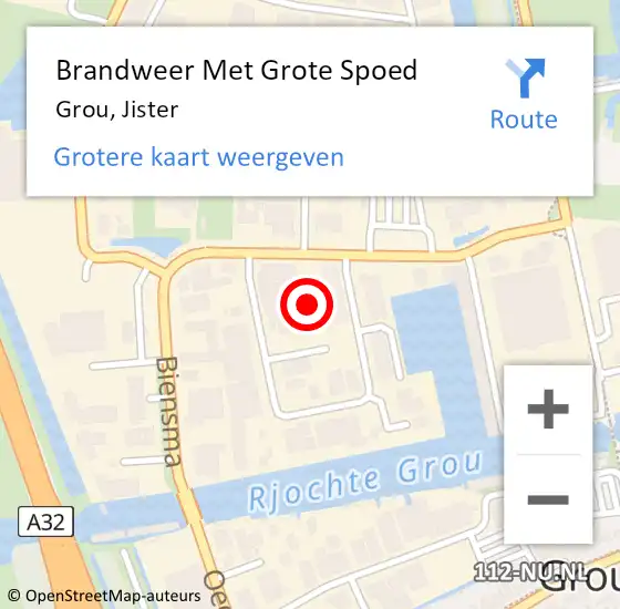 Locatie op kaart van de 112 melding: Brandweer Met Grote Spoed Naar Grou, Jister op 30 januari 2015 14:31