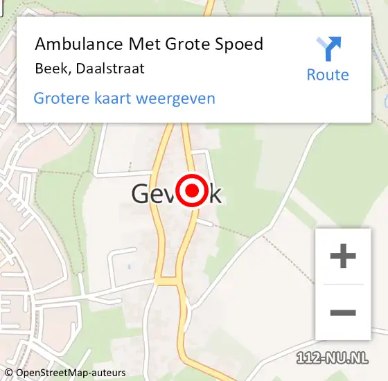 Locatie op kaart van de 112 melding: Ambulance Met Grote Spoed Naar Beek, Daalstraat op 30 januari 2015 14:47