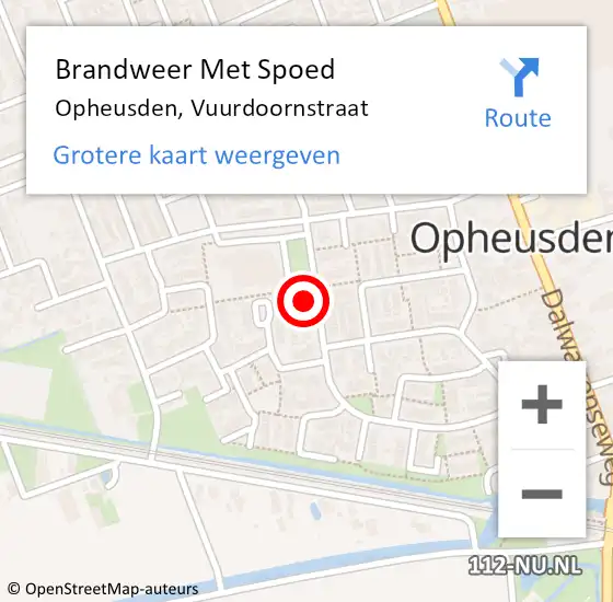 Locatie op kaart van de 112 melding: Brandweer Met Spoed Naar Opheusden, Vuurdoornstraat op 28 oktober 2013 14:14