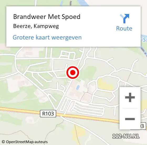 Locatie op kaart van de 112 melding: Brandweer Met Spoed Naar Beerze, Kampweg op 28 oktober 2013 14:15