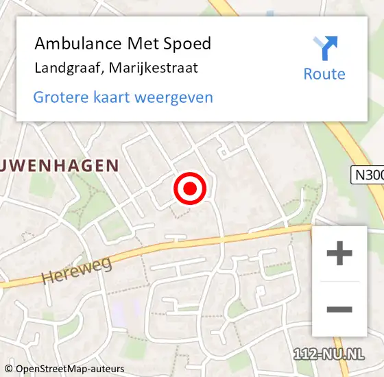 Locatie op kaart van de 112 melding: Ambulance Met Spoed Naar Landgraaf, Marijkestraat op 30 januari 2015 15:48