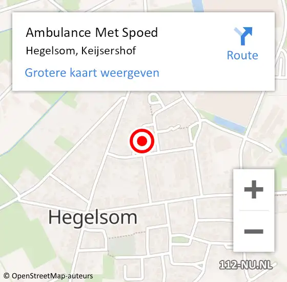 Locatie op kaart van de 112 melding: Ambulance Met Spoed Naar Hegelsom, Keijsershof op 30 januari 2015 15:57