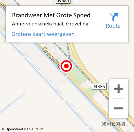 Locatie op kaart van de 112 melding: Brandweer Met Grote Spoed Naar Annerveenschekanaal, Greveling op 30 januari 2015 16:22