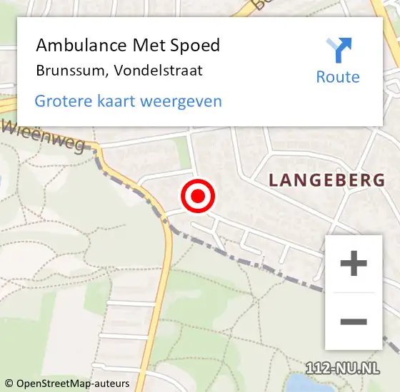 Locatie op kaart van de 112 melding: Ambulance Met Spoed Naar Brunssum, Vondelstraat op 30 januari 2015 16:36