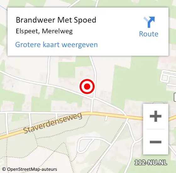 Locatie op kaart van de 112 melding: Brandweer Met Spoed Naar Elspeet, Merelweg op 28 oktober 2013 14:17