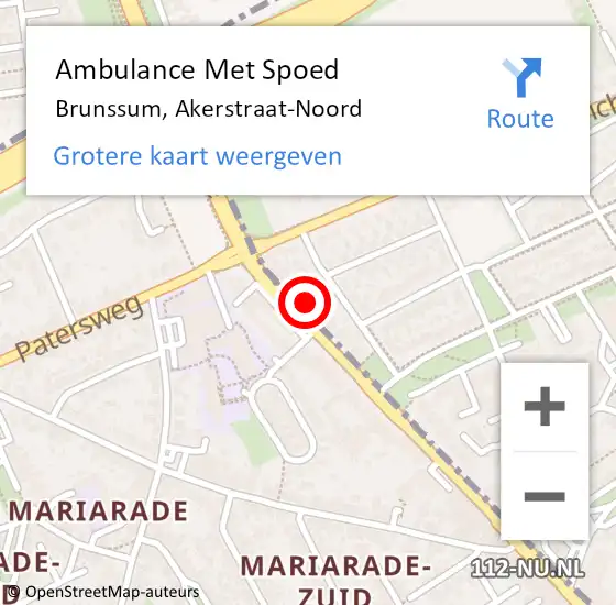 Locatie op kaart van de 112 melding: Ambulance Met Spoed Naar Brunssum, Akerstraat-Noord op 30 januari 2015 16:57