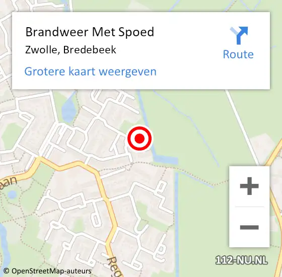 Locatie op kaart van de 112 melding: Brandweer Met Spoed Naar Zwolle, Bredebeek op 28 oktober 2013 14:18