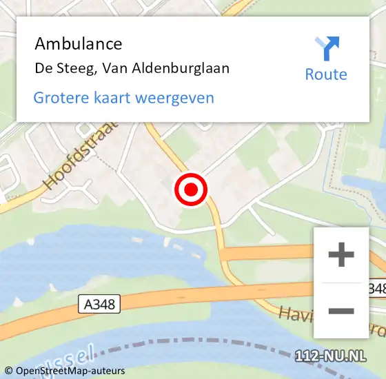 Locatie op kaart van de 112 melding: Ambulance De Steeg, Van Aldenburglaan op 30 januari 2015 17:08