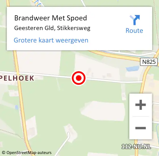 Locatie op kaart van de 112 melding: Brandweer Met Spoed Naar Geesteren Gld, Stikkersweg op 28 oktober 2013 14:18