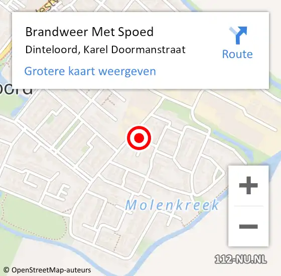 Locatie op kaart van de 112 melding: Brandweer Met Spoed Naar Dinteloord, Karel Doormanstraat op 30 januari 2015 17:17