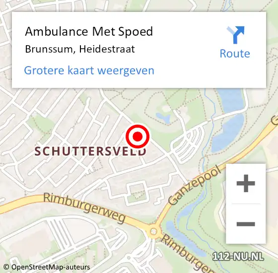 Locatie op kaart van de 112 melding: Ambulance Met Spoed Naar Brunssum, Heidestraat op 30 januari 2015 19:08