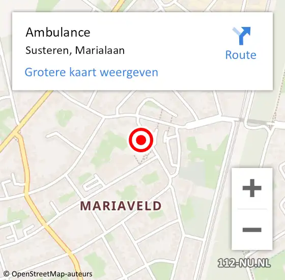 Locatie op kaart van de 112 melding: Ambulance Susteren, Marialaan op 30 januari 2015 19:12