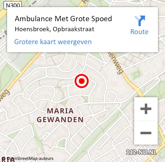 Locatie op kaart van de 112 melding: Ambulance Met Grote Spoed Naar Hoensbroek, Opbraakstraat op 30 januari 2015 19:30