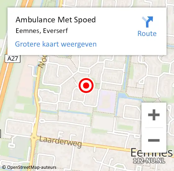 Locatie op kaart van de 112 melding: Ambulance Met Spoed Naar Eemnes, Everserf op 28 oktober 2013 14:24