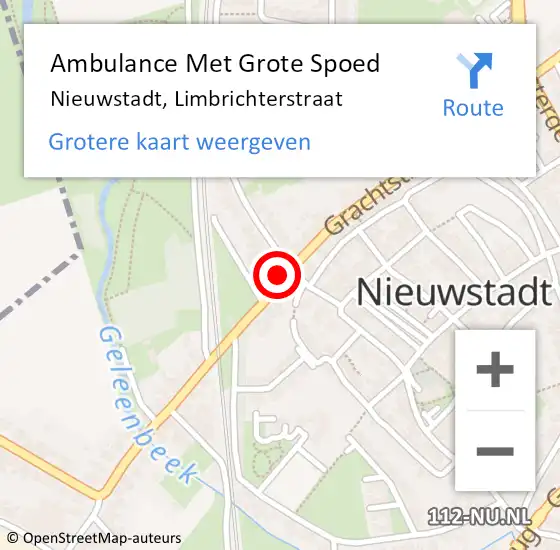 Locatie op kaart van de 112 melding: Ambulance Met Grote Spoed Naar Nieuwstadt, Limbrichterstraat op 30 januari 2015 20:00