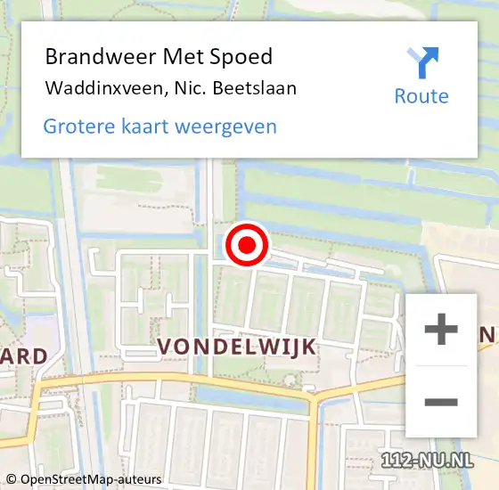 Locatie op kaart van de 112 melding: Brandweer Met Spoed Naar Waddinxveen, Nic. Beetslaan op 30 januari 2015 20:01