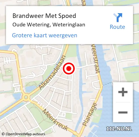 Locatie op kaart van de 112 melding: Brandweer Met Spoed Naar Oude Wetering, Weteringlaan op 28 oktober 2013 14:24