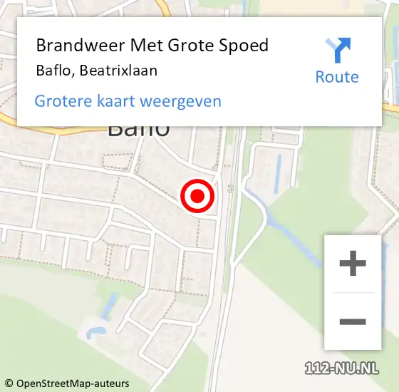 Locatie op kaart van de 112 melding: Brandweer Met Grote Spoed Naar Baflo, Beatrixlaan op 30 januari 2015 20:12