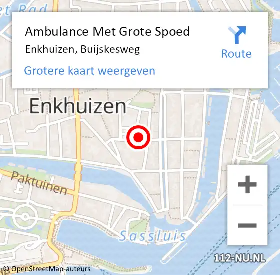 Locatie op kaart van de 112 melding: Ambulance Met Grote Spoed Naar Enkhuizen, Buijskesweg op 30 januari 2015 20:33