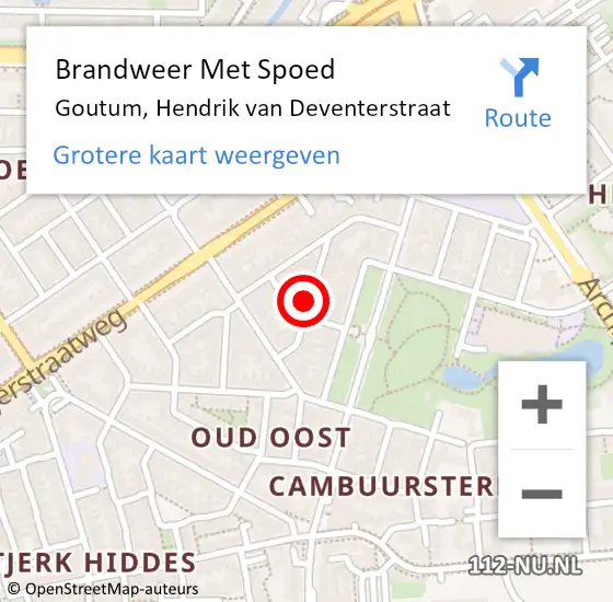 Locatie op kaart van de 112 melding: Brandweer Met Spoed Naar Goutum, Hendrik van Deventerstraat op 28 oktober 2013 14:26