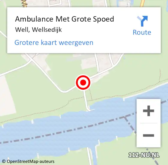 Locatie op kaart van de 112 melding: Ambulance Met Grote Spoed Naar Well, Wellsedijk op 30 januari 2015 21:08