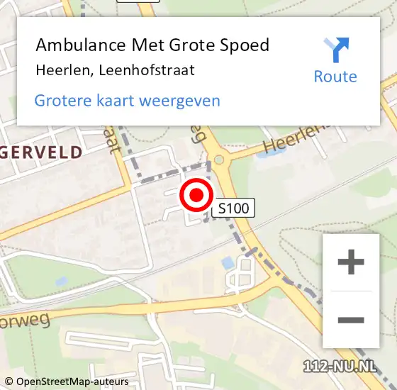 Locatie op kaart van de 112 melding: Ambulance Met Grote Spoed Naar Heerlen, Leenhofstraat op 30 januari 2015 21:47