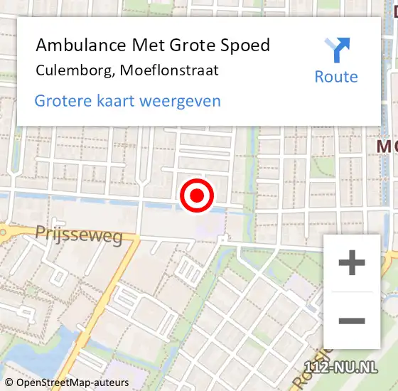 Locatie op kaart van de 112 melding: Ambulance Met Grote Spoed Naar Culemborg, Moeflonstraat op 30 januari 2015 22:00